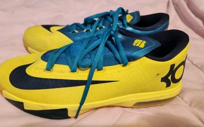 Nike KD 6 asientos agradables zapatos de baloncesto juveniles amarillo/m azul 599477-700 talla 6Y Foto 1 de 4