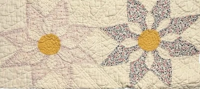 Vintage Cutter Quilt Piece Daisy Pattern  8” x 22”  Feed Sack #2 Nice Quilting - Image 1 of 4