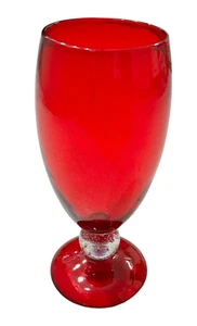PAIRPOINT RUBY RED CONTROLLED BUBBLE CLEAR BALL TALL ART DECO VASE - Picture 1 of 8