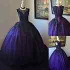Gothic Wedding Dresses Purple and Black Bridal Gowns Sleeveless Corset Back Plus