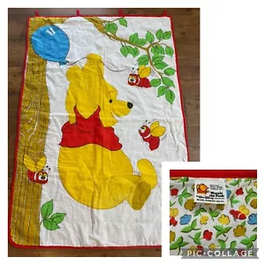 Vintage Sears Winnie the Pooh Baby Quilt Blanket Wall Hanging Quilted Red Bees - Picture 1 of 8