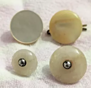 Old buttons shank translucent 2 stone,2 MOP, - Picture 1 of 24