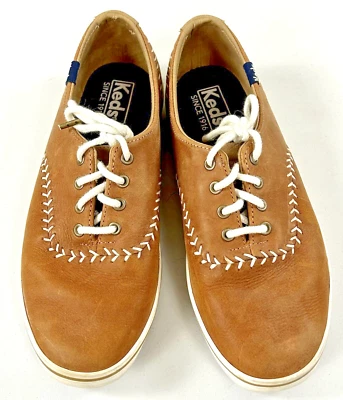 Keds Leather Sneakers Brown Baseball Stitch Pennant Low Top Shoes Women’s 5.5W - Image 1 of 4