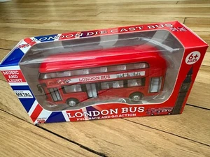 London roter Doppeldeckerbus Pull Back and Go Kinder Spielzeug Druckguss Metall - Bild 1 von 5