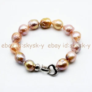 Fashions 10-12mm Rare Natural Multicolor Baroque Edison Pearl Bracelet 7.5'' - Picture 1 of 7