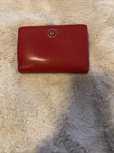 Red Loewe Anagram Logo Leather Clasp Bifold Wallet - Picture 1 of 11
