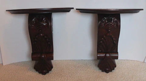 Pair hand carved mahogany Corbels Cover