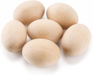 6Pcs Wooden Fake Eggs Easter Unfinished Eggs to Paint for Crafts Home Decor - Picture 1 of 12