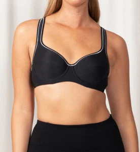Triaction Racerback Padded Sports Bra - Black, Size 10A-14D, Triumph Lingerie - Picture 1 of 5