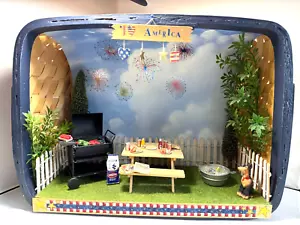 Dollhouse Miniature OOAK Fourth of July Picnic Basket Grill Food Display 1:12 - Picture 1 of 11