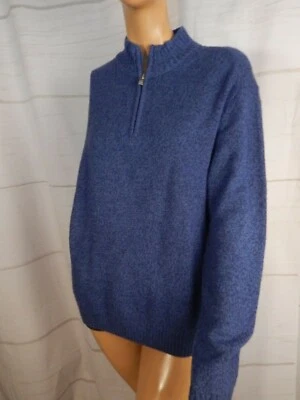 mens wool sweater, blue pullover, half zip, chest 46 - Image 1 of 4