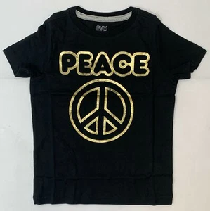 Gymboree T-Shirt Peace Girls Black Size X-Small 4 - Picture 1 of 5