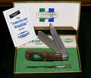 Camillus American Wildlife Knife 10D Charging Bear & Sharpener W/Orig. Packaging - Picture 1 of 12