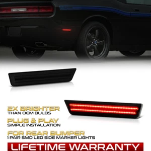 Fit Dodge Challenger/Charger Rear Bumper Smoke LED Side Marker Lights Lamp LH+RH - Picture 1 of 12