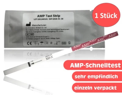 1x AMP / Amphetamin Drogenschnelltest (Speed, Pep, Uppers, Upper), 1.000 ng/ml - Bild 1 von 3