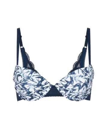 NEW LOVABLES LOVEBIRDS BLUE PRINT BRA UNDERWIRE BRA SIZE 12D / 34D RRP $54.95  - Image 1 of 2