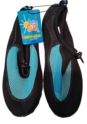 Women's Water Shoes Beach Pool Foam Mesh Slip On Teal/Black Large Fits 9-10 - Image 1 of 4