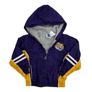 VTG NCAA by Outerstuff LSU Tigers Hooded Windbreaker Jacket Purple Kids XS 4/5 - Picture 1 of 10
