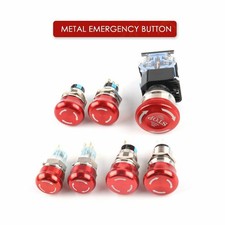 Push Button Switch 16-22mm Emergency Stop Aluminum 1NO 1NC 220V Mushroom Knob