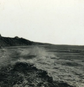 France Biarritz Harbor wave effect Old Stereoview Photo CPS 1900 - Imagen 1 de 3