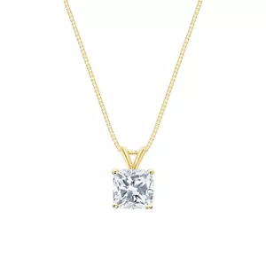 Collar de diamantes cultivados creado en laboratorio con cojín de 1,5 quilates de oro amarillo real de 18 quilates IGI F/VS 1,5 quilates - Imagen 1 de 3