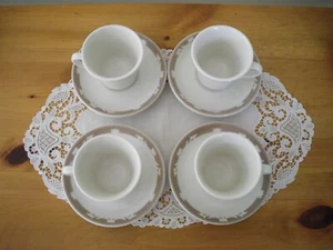 Tazas de café vintage Syracuse China RESTAURANTE BLANCO + platillos de nuez moscada ~ Juego de 4 - Imagen 1 de 9