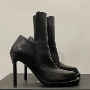 Ann Demeulemeester Black Leather Heels Asymmetric Extended Tongue Stiletto EU 37 - Picture 1 of 6
