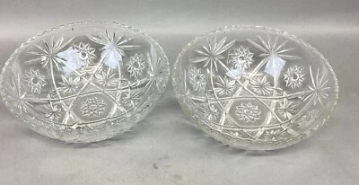 Set Of 2 Vintage Anchor Hocking Star Of David Glass Salad Fruit Bowl - Image 1 of 4