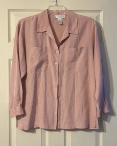 Vintage Casual Corner Light Pink Long Sleeve Button Down Blouse Medium - Picture 1 of 5
