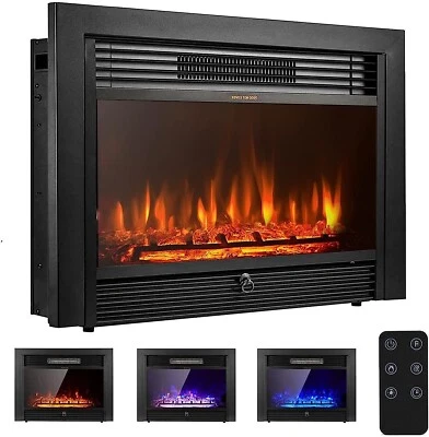YODOLLA 28.5" Electric Fireplace Insert with 3 Color Flames Fireplace Heater - Image 1 of 4