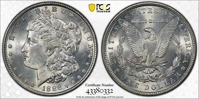 Dólar de plata Morgan 1886-P graduación profesional MS63 - Etiqueta del 100 aniversario - ¡Bonito! 0332 Foto 1 de 4