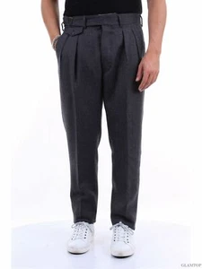 Lardini Mens Dress Pants 40/30 Wool Navy Pleated Classic Italy Button Fly NEW  - Picture 1 of 12