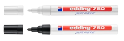 2 x Edding 750 Lackmarker Lackmalstift Lackstift 2-4 mm schwarz + weiß