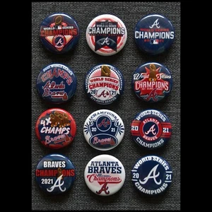 Atlanta Braves 2021 World Series Champions - 1" Pinback Buttons - Picture 1 of 2