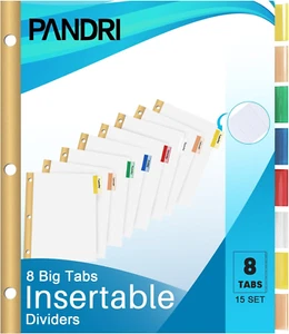 Binder Divider 120 Pack Index White Dividers 8 Tabs Sticky Notes Letter Size - Picture 1 of 1