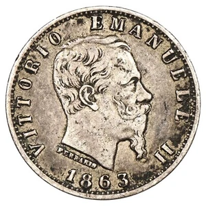 Italie 20 centesimi 1863 argent Victor-Emmanuel II M BN Milan TTB+ KM.13 monnaie - Imagen 1 de 2