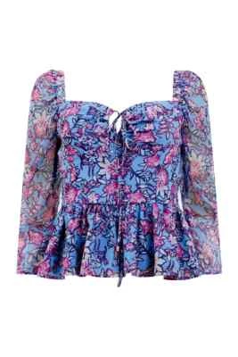 French Connection Fontini Hallie  Halter PeplumTop~Placid Blue~Size Small~NEW!!! - Image 1 of 4