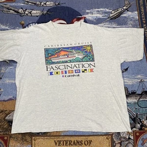 Vintage 90s Carnival Caribbean Cruise Fascination 2XL Single Stitched T-Shirt - Picture 1 of 8