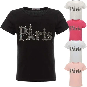 T Shirt Short Sleeve Shirts Art Beaded Hologram Blouse Girls Kids22547 - Picture 1 of 16