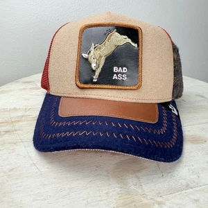 NWT Goorin Bros The Farm Badass Trucker Hat Unisex Donkey Kick Leather Accent - Picture 1 of 8