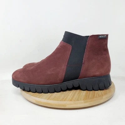 Mephisto Botines Mujer 6 Borgoña Cuero Nobuck Cómodo Chelsea Zapatos Foto 1 de 4