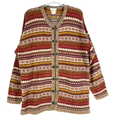 Vintage NORDIC NORWAY Chelsea Women V-Neck 30% Wool Cardigan Sweater Size M - Image 1 of 4