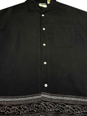 Cubavera Mens Lounge Button Short Sleeve Black Rayon Polyester Shirt Medium  M - Image 1 of 3