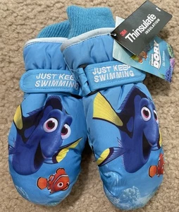 Girls Child Finding Dory "Just Keep Swimming" Snow Ski Mittens NWT - Picture 1 of 10