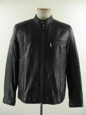 $595 Andrew Marc Men's sz M Bantam Leather Full-Zip Cafe Racer Motorcycle Jacket - Image 1 of 4
