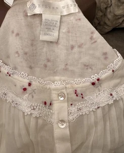 NWT 2005 Vtg Eileen West White Nightgown Embroidered Lace Maxi Long Granny S M - Picture 1 of 12