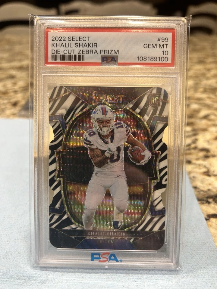 2022 Select Khalil Shakir Zebra Prizm Die-Cut SSP Rookie PSA 10 Gem Mint | Bills - Image 1 of 2