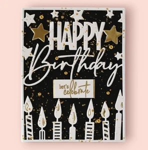 Metal Cutting Dies Birthday Frame Die LARGE Background Candles Star Card Making - Picture 1 of 4