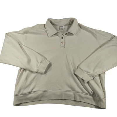 Victoria's Secret PINK Off White Pullover Sweater XL Cozy Collared Lounge Top - Изображение 1 из 4