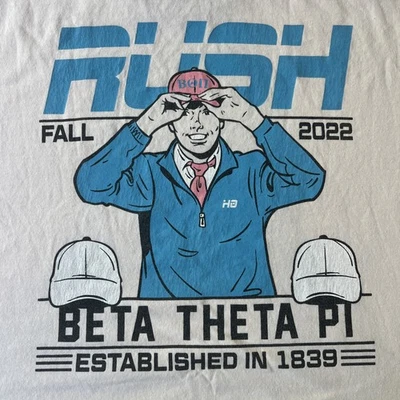 Camisa Rush Rara UCLA Bruins Beta Theta Pi Fraternidad Otoño 2022 Adulto Grande Beige Foto 1 de 4